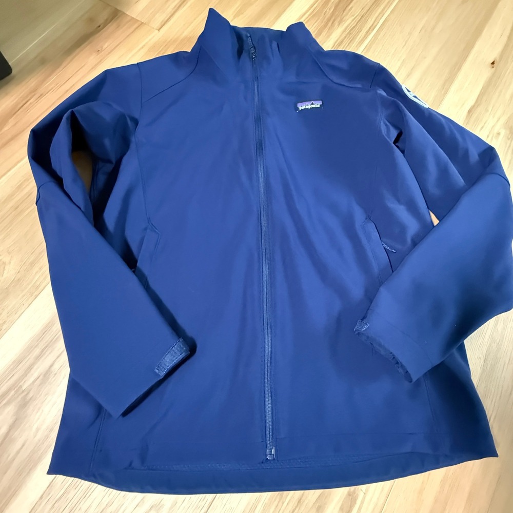 Patagonia Adze Jacket Mens Large Blue Softshell Windproof Arm Patch gorpcore